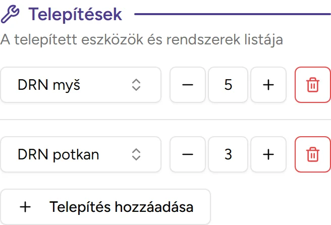 Telepítés-követés - mobile