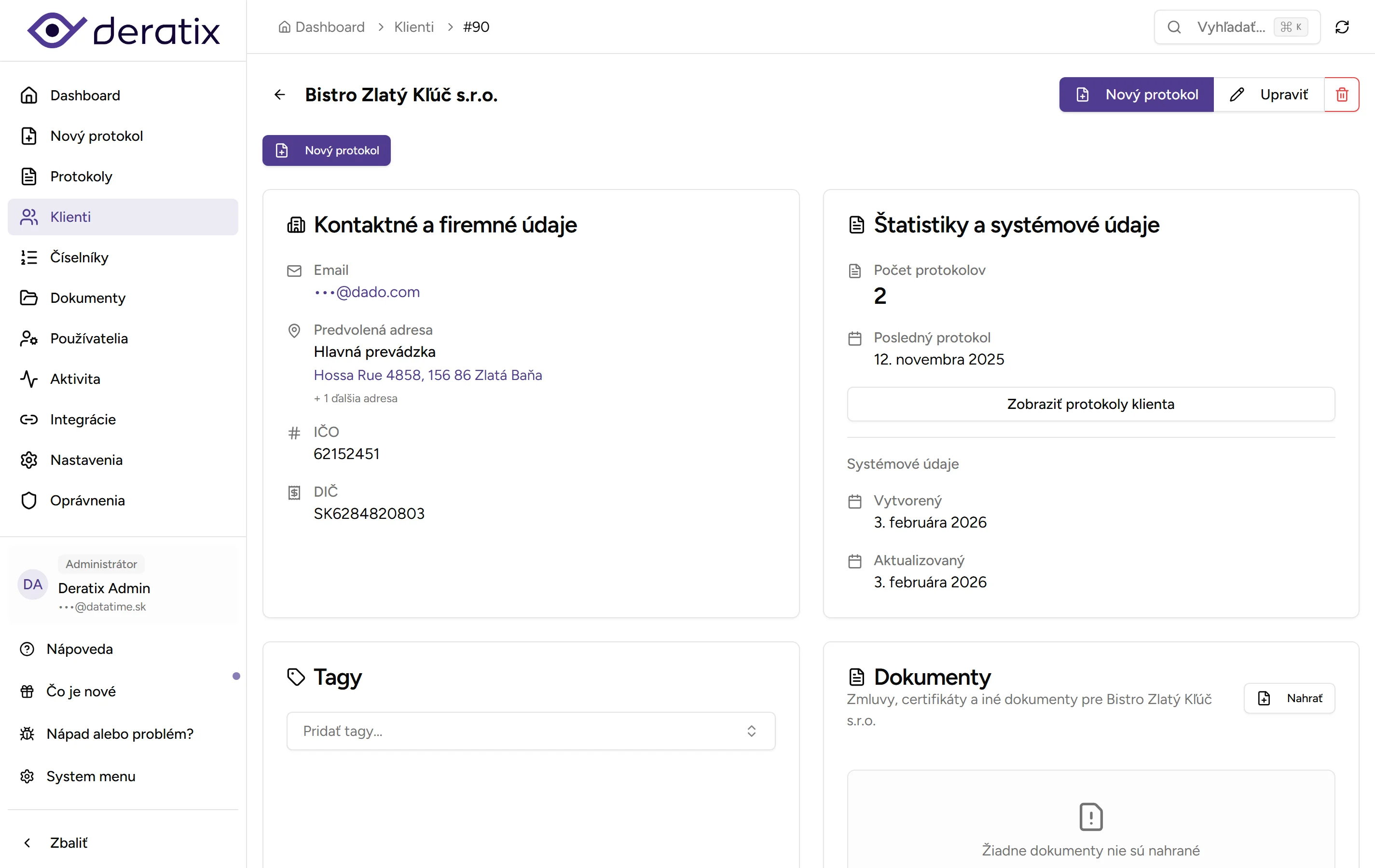Detail klienta - Desktop