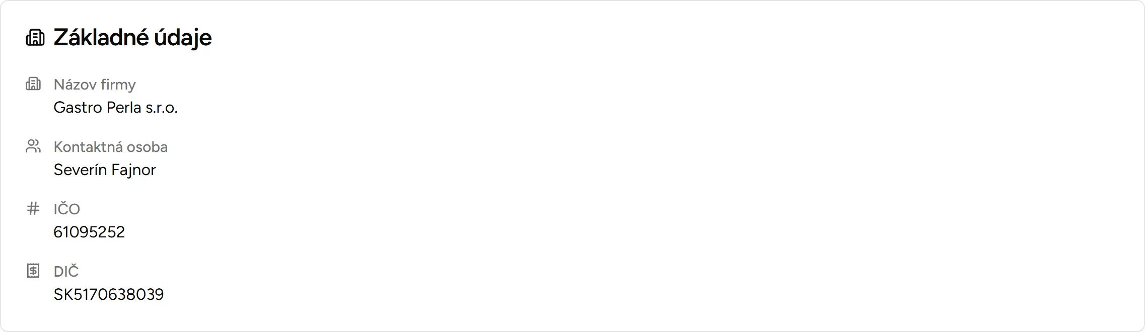 Základné údaje - Desktop