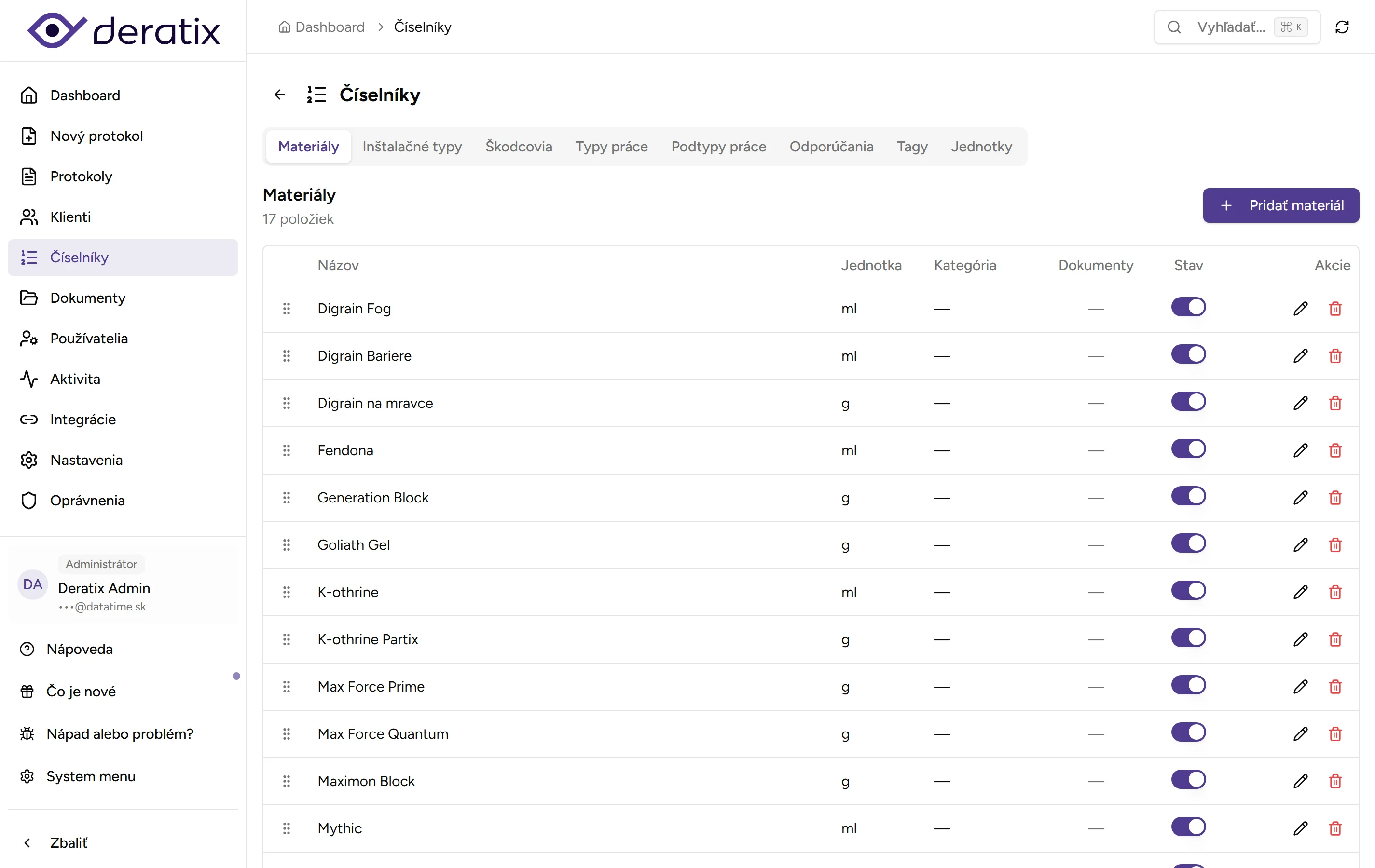 Vlastné číselníky - desktop