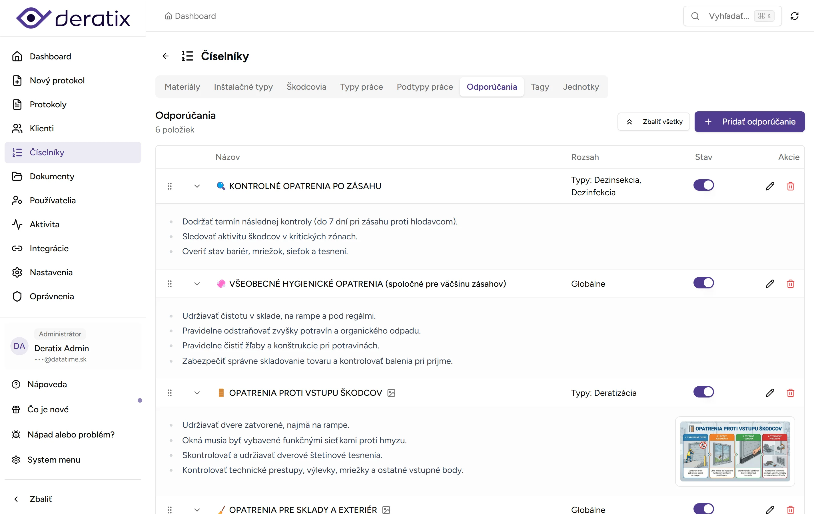 Odporúčania pre klienta - desktop