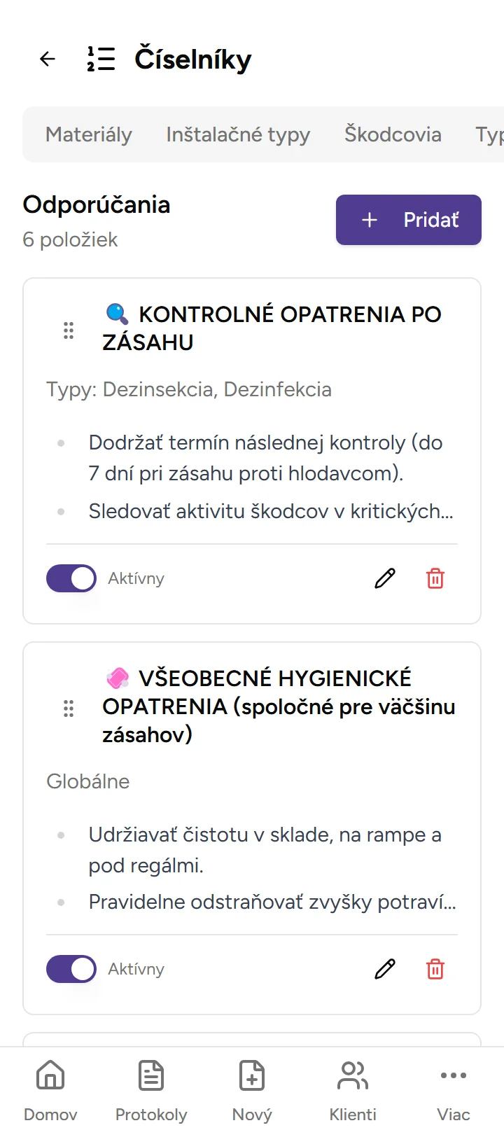 Odporúčania pre klienta - mobile