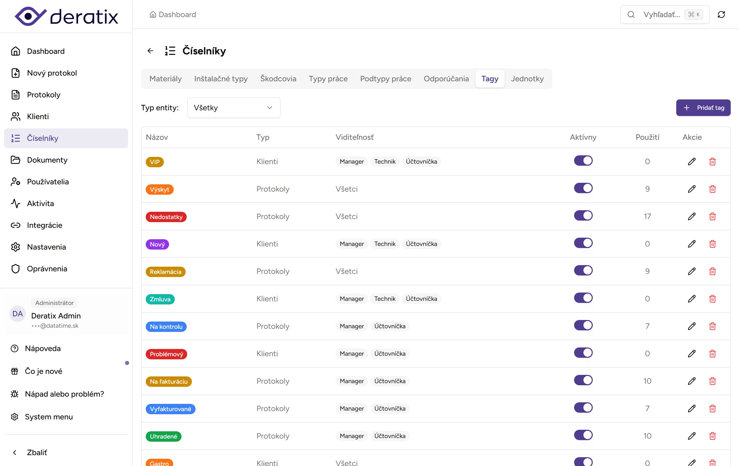 Číselník tagov - Desktop