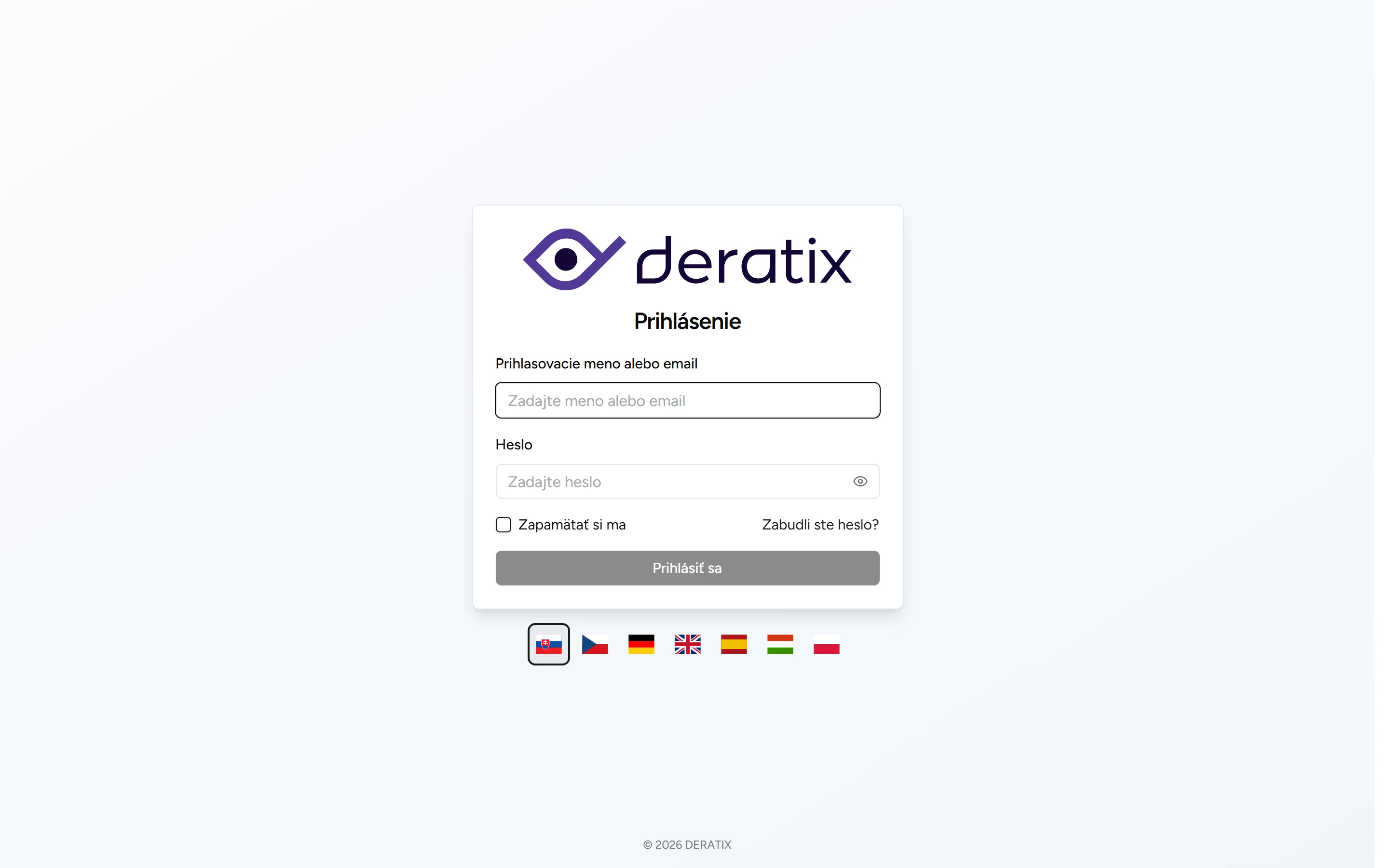 Prihlasovacia obrazovka - Desktop