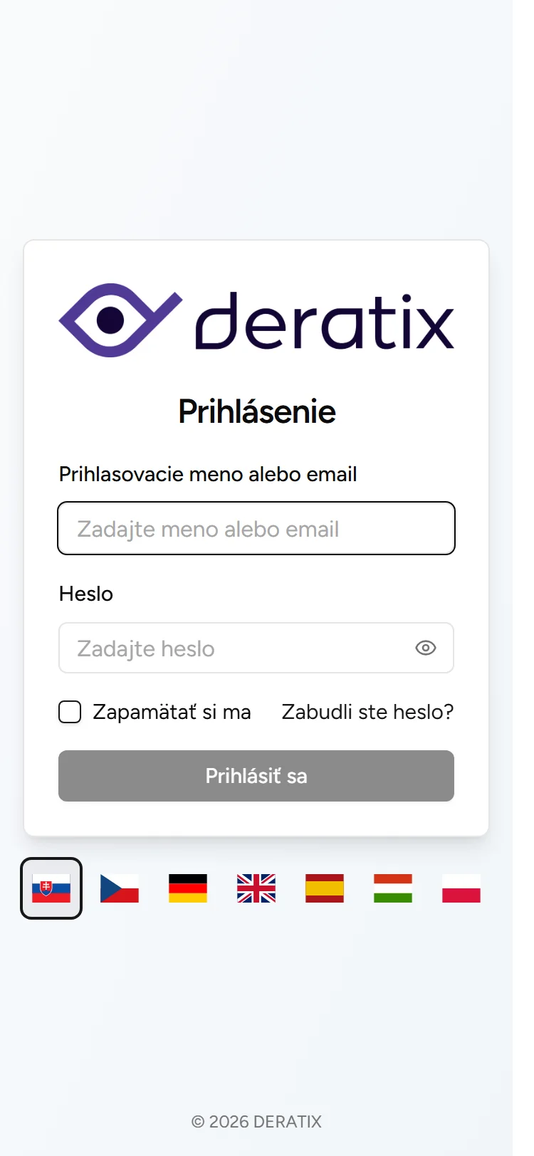 Prihlasovacia obrazovka - Mobile