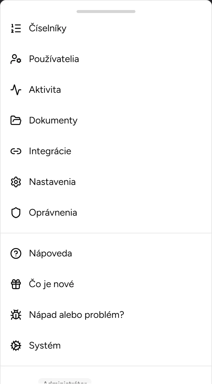 Rozšírené menu Rozšírené menu