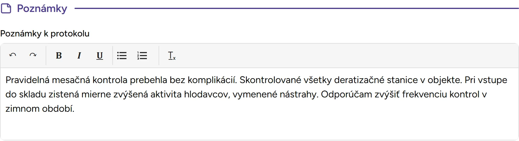 Sekcia poznámok - Desktop
