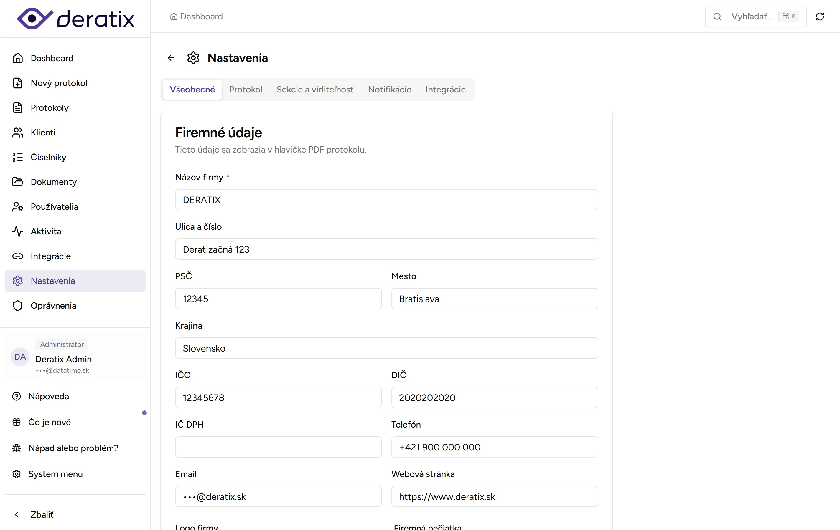 Všeobecné nastavenia - Desktop